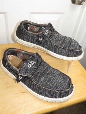 Hey Dude Wally Sox Black White Speckled Knit Slip On Shoes Mens Size 10